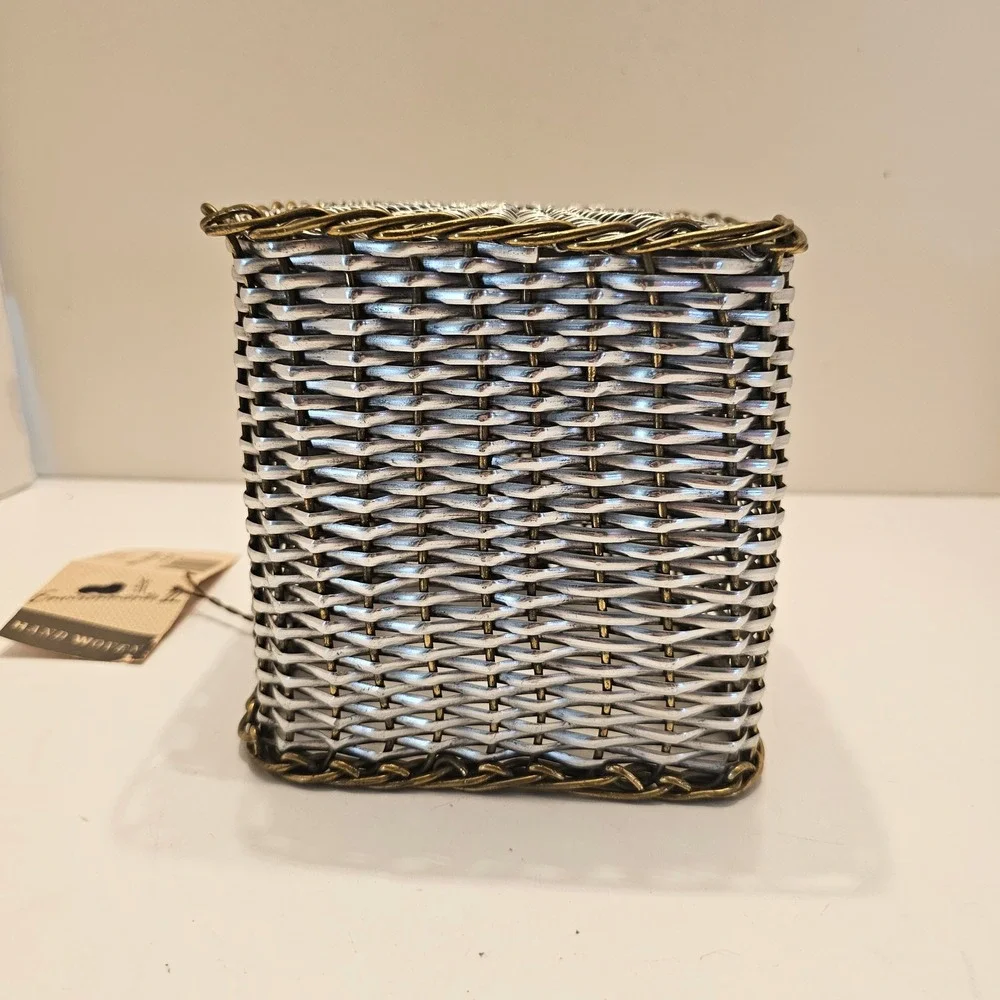 Park B. Smith Environments II Hand Woven Metal Tissue Box Cover Silver Brass